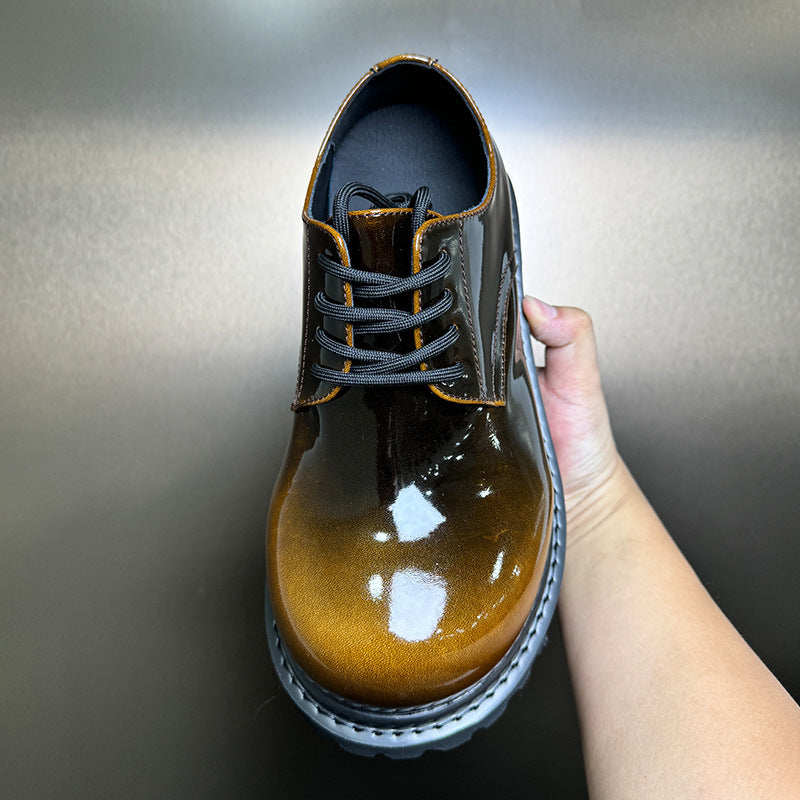 Men's Insole Derby Retro Rub Colored Gradient Men's Casual Leather Shoes