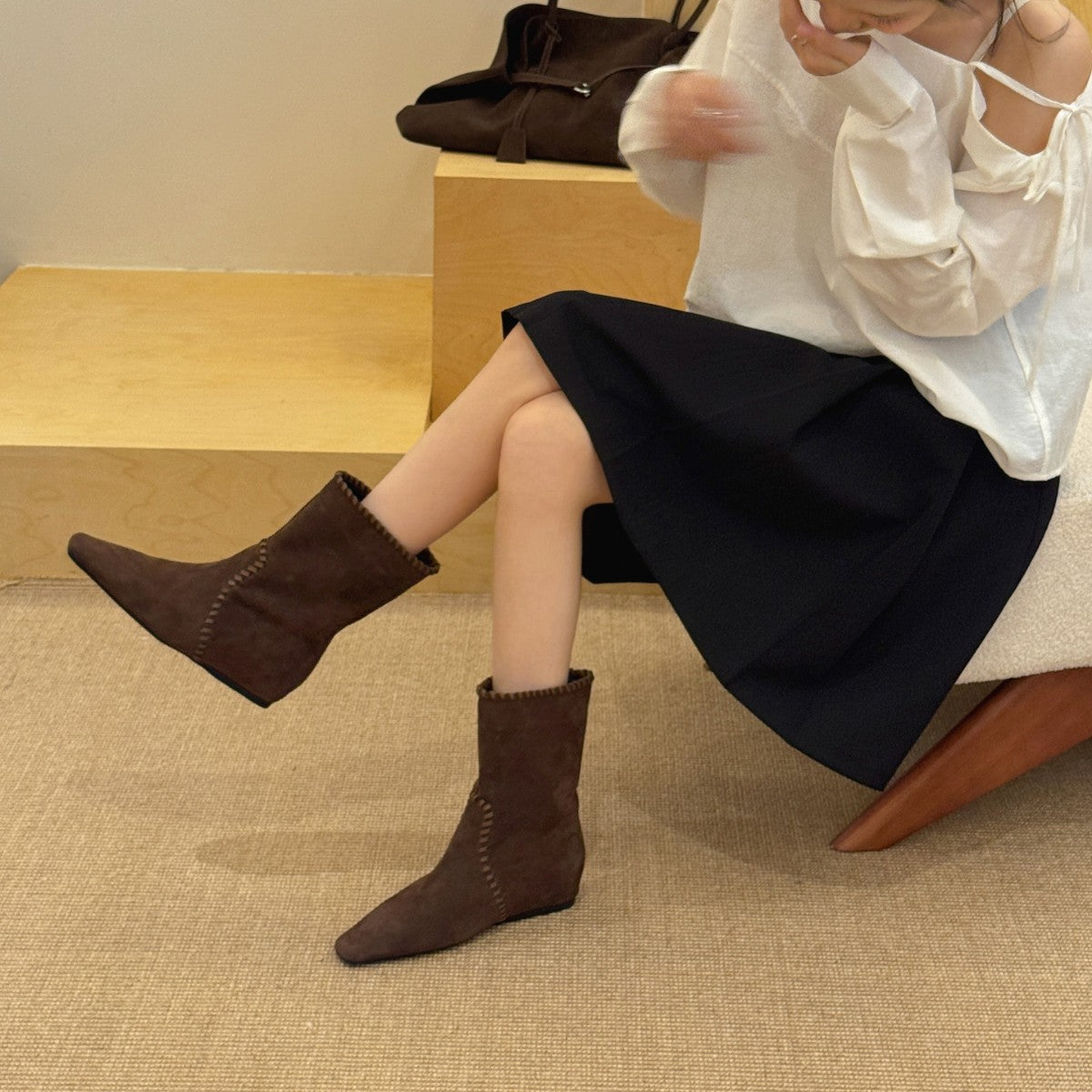 Autumn Retro Easy Matching Suede Short Boots