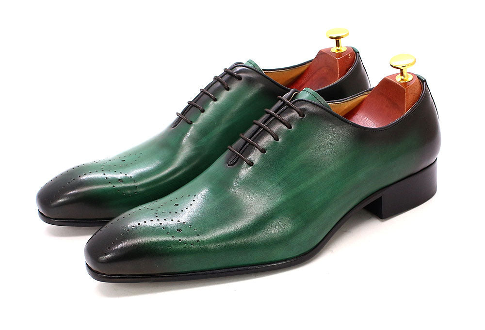 Men's Hand-rub Color Genuine Pointed Toe Business Leather Shoes