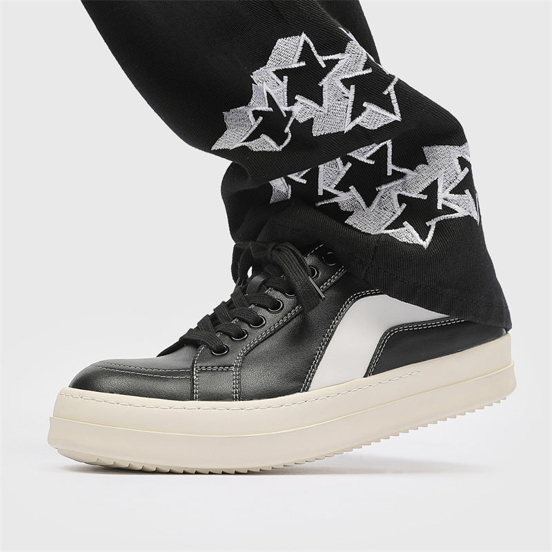 Thick Bottom Fashion Comfortable White Laser Hollow Out Niche Minimalist Men's Board Shoes