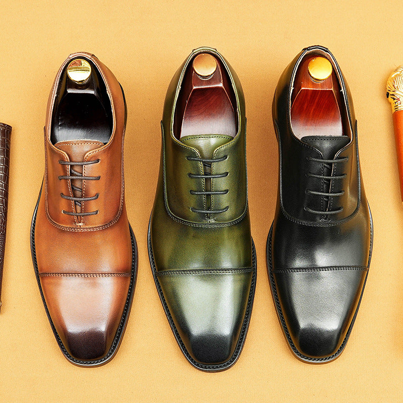 Men's Formal Wear Authentic Square Toe Oxford Leather Shoes