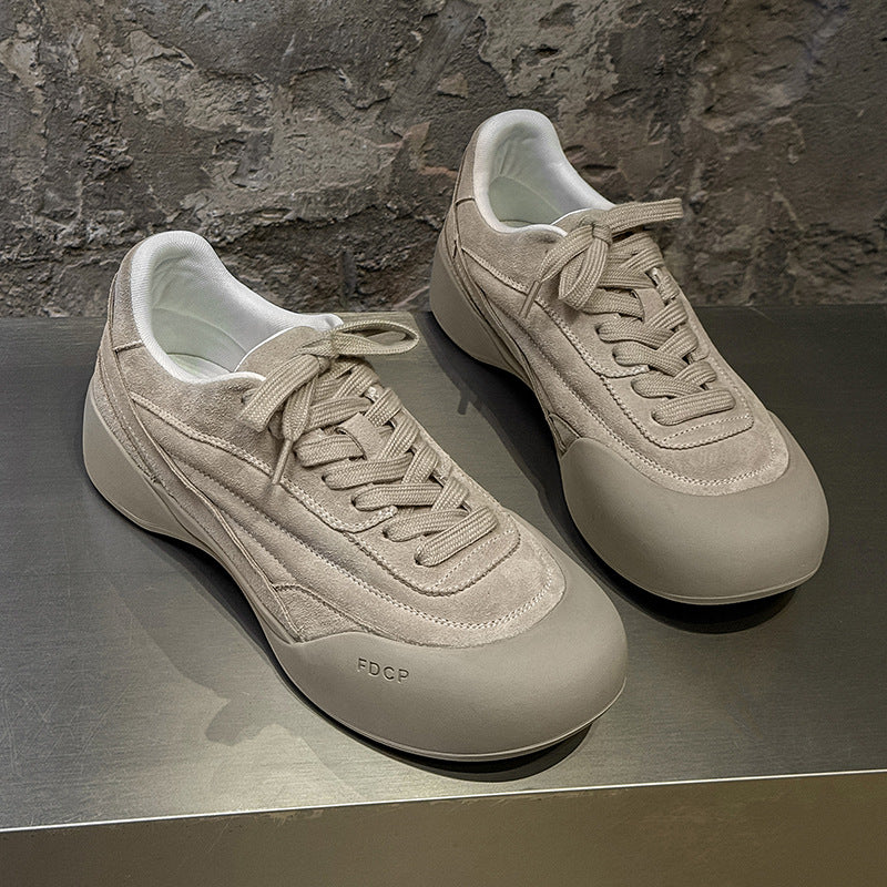 Men's High-grade Platform Big Toe Beige Men's Board Shoes