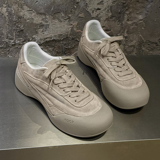 Men's High-grade Platform Big Toe Beige Men's Board Shoes