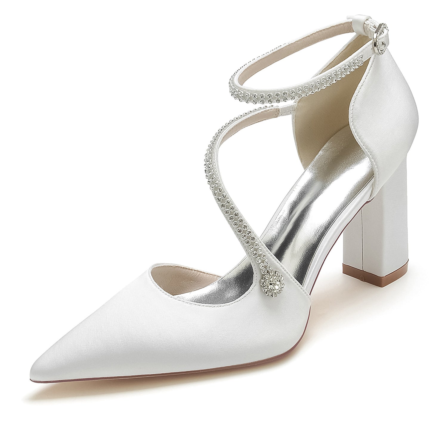 Women's Pointed Rhinestone Strap Wristband Wedding Bridal Women's Fashion Shoes