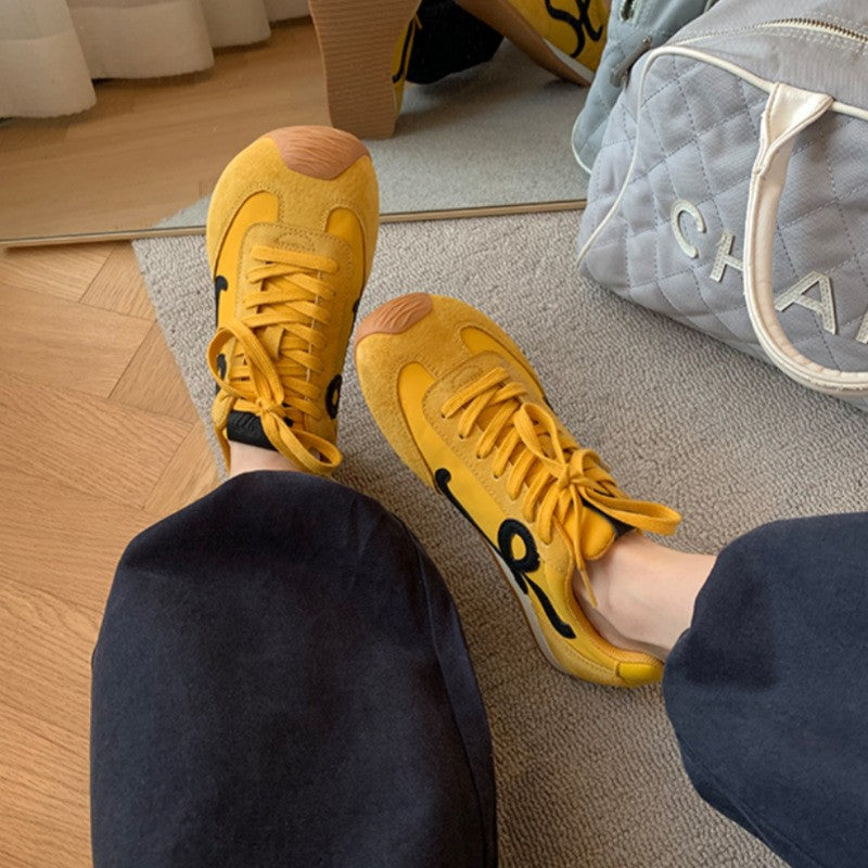 Women's Retro German Training Head Tilt Color Matching Sports Sneakers