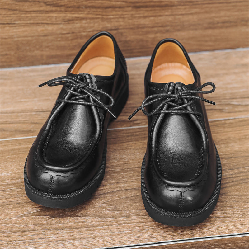 Men's Trendy Business Formal Wear Green Korean Style British Black Men's Casual Leather Shoes