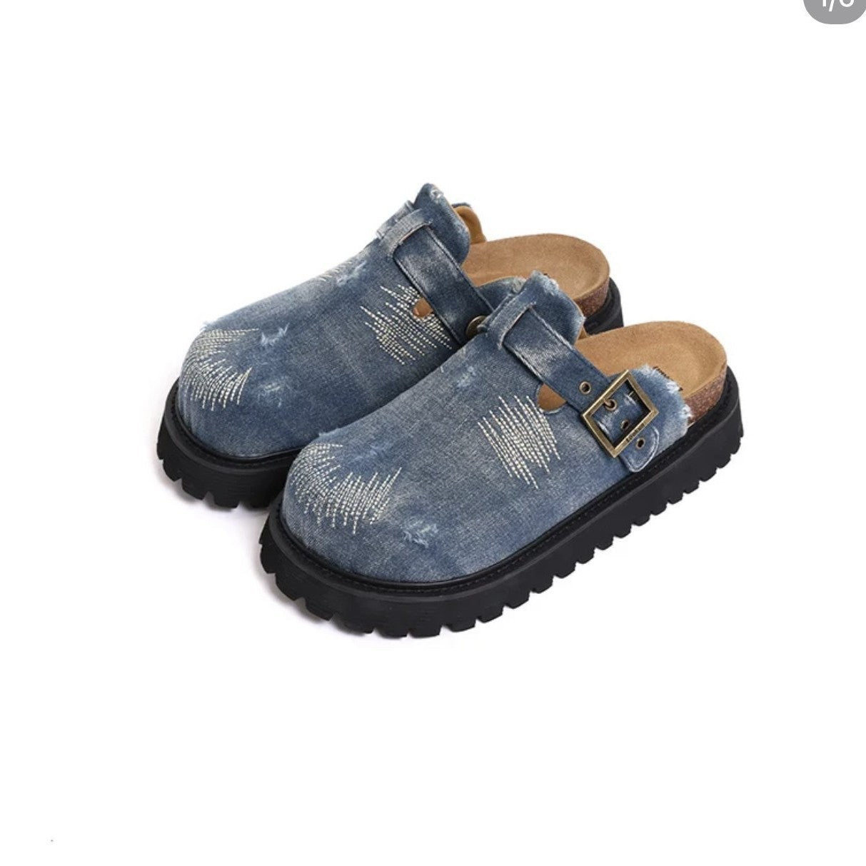 Retro Distressed Pump Couple Summer Flat Thick-soles Slippers