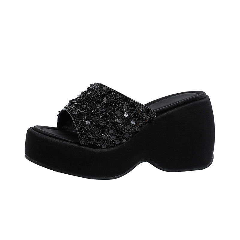 Women's Wear Fat Wide Feet Summer Leopard Print Slippers