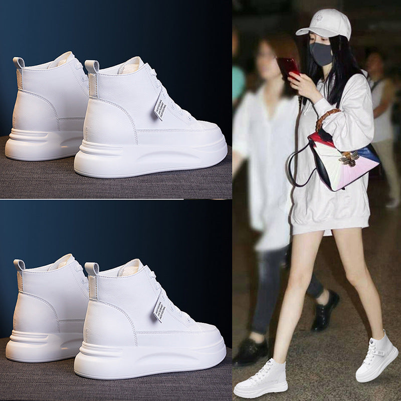 Women's Korean Style Platform White Sports Single Casual Shoes