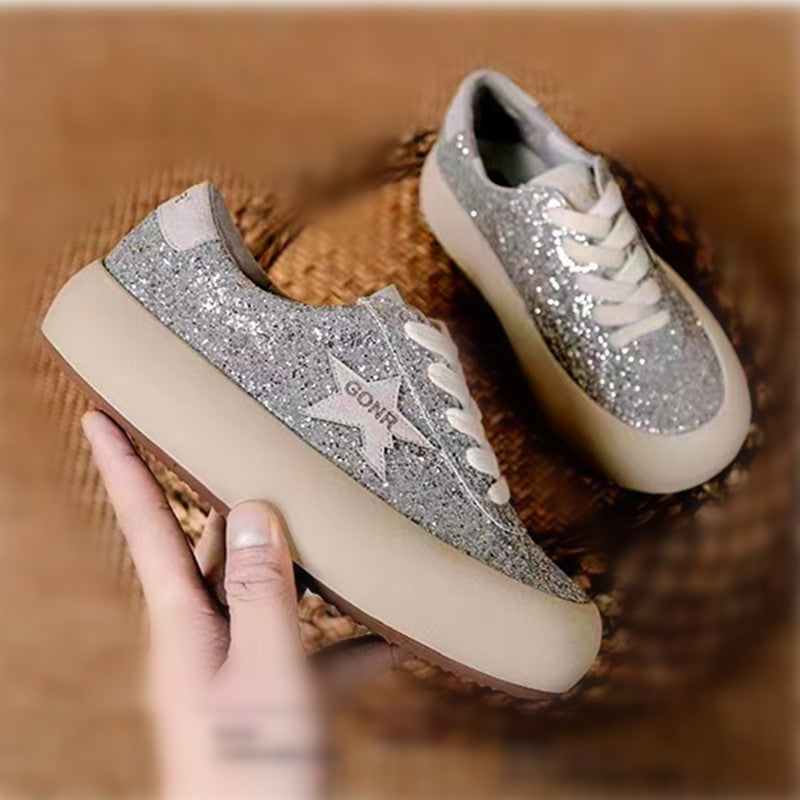Women's Matte Sequins Dirty Board Thick Bottom Loafers