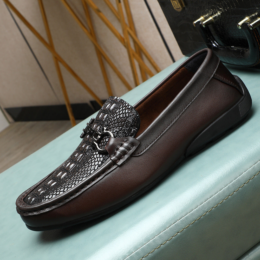 Men's Genuine Epoxy Cowhide Flat Comfortable Breathable Leather Shoes