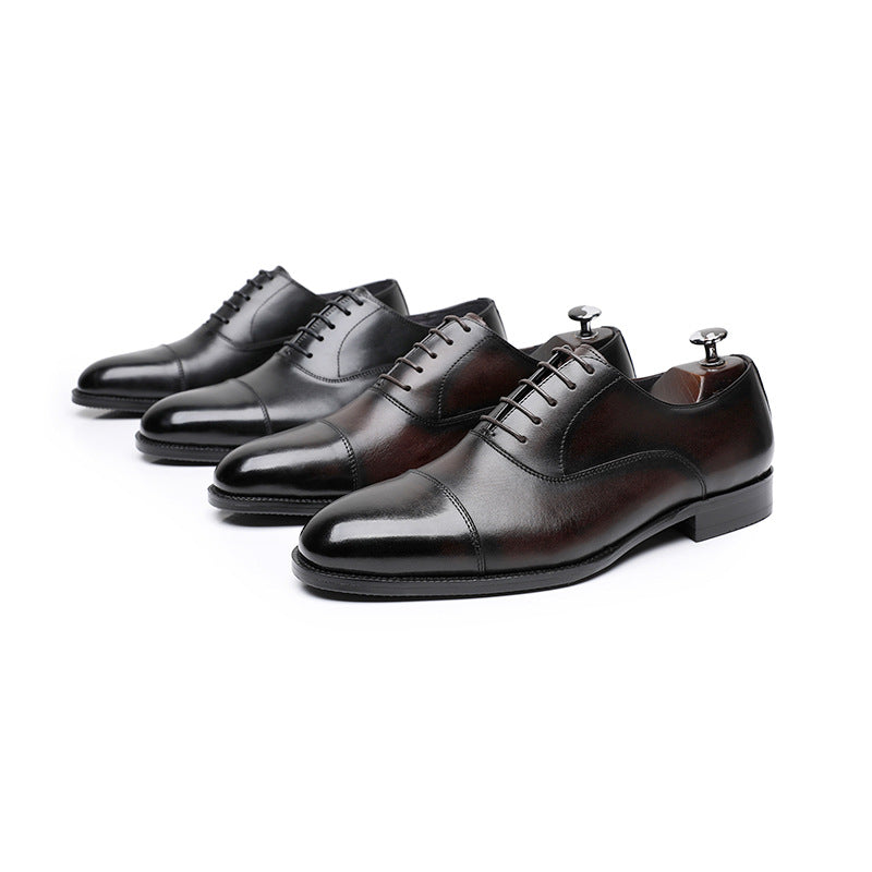 Men's Three-piece Formal Wear Genuine Breathable British Men's Business Leather Shoes
