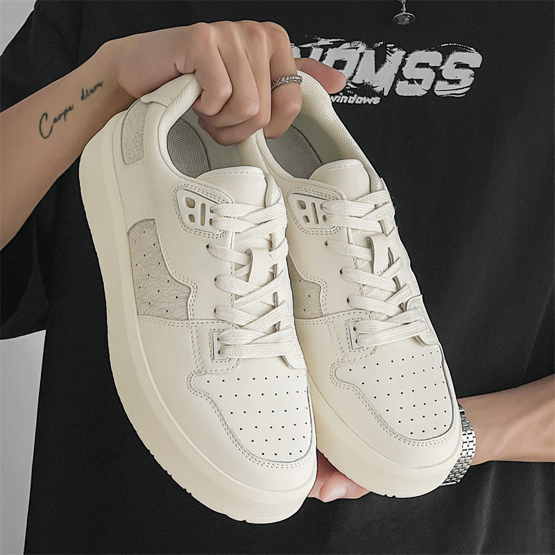 Men's Design Crack White Trendy Platform Heightened Men's Board Shoes