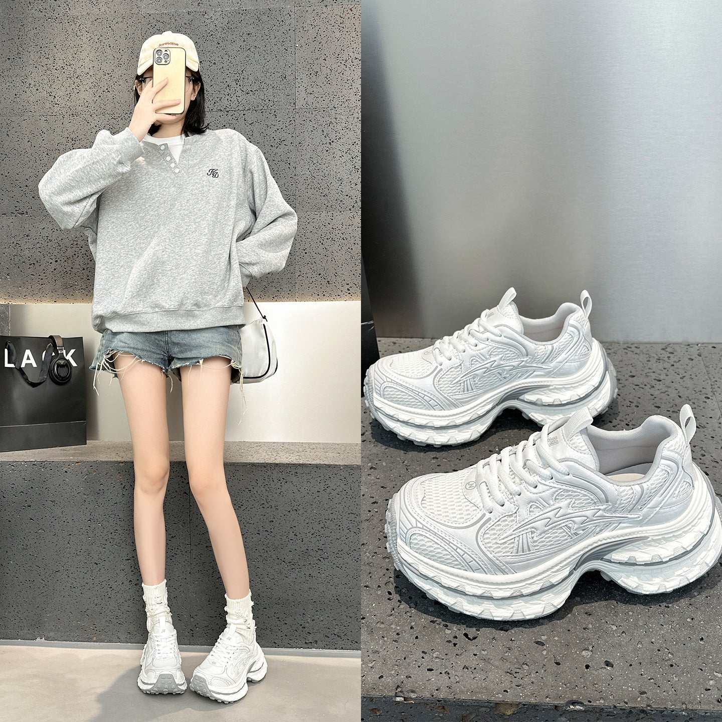 Women's Mesh Lightning Platform Heightened Daddy Spring Women's Sports Shoes