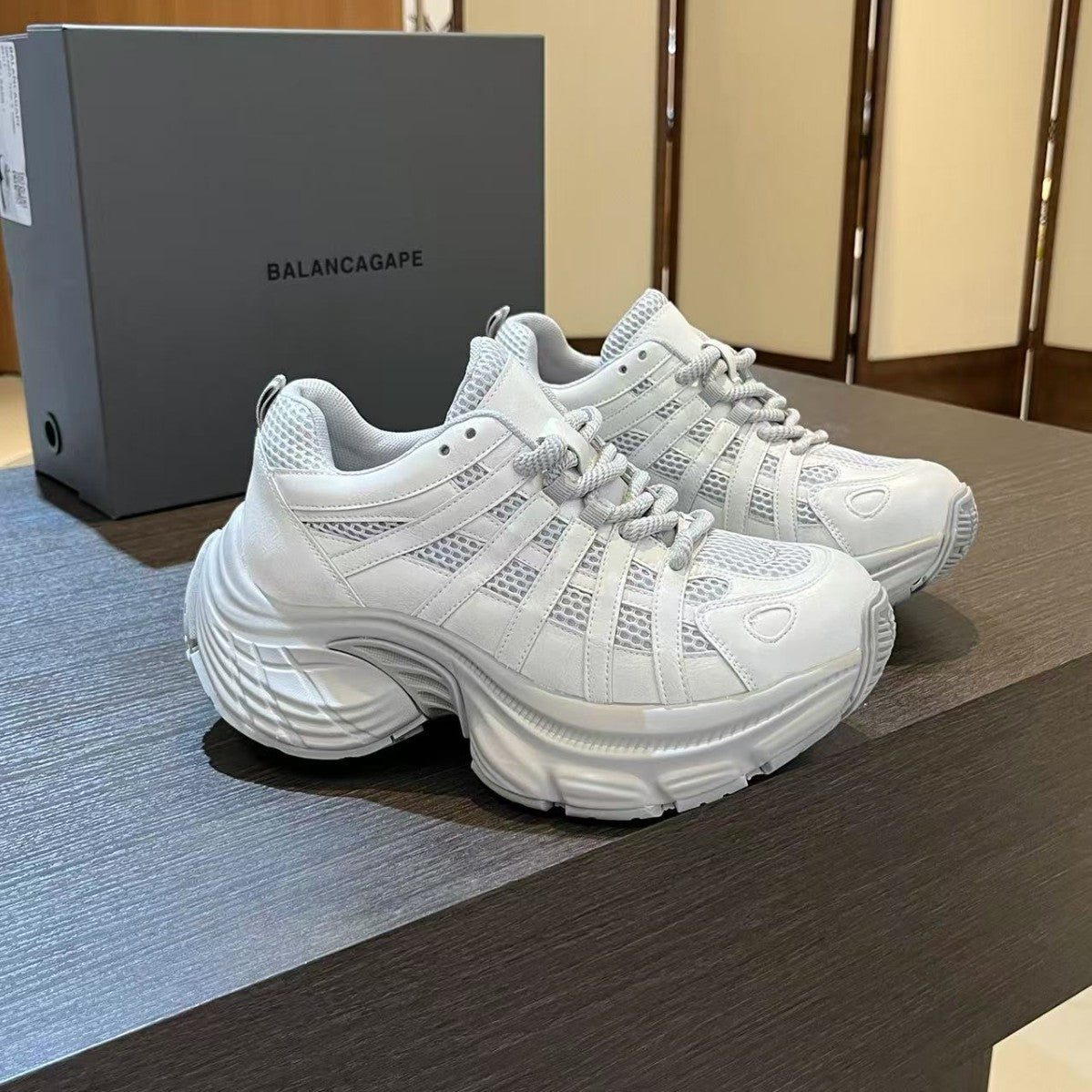 Women's Mesh Height Increasing Lace Up Daddy Women's Sports Shoes
