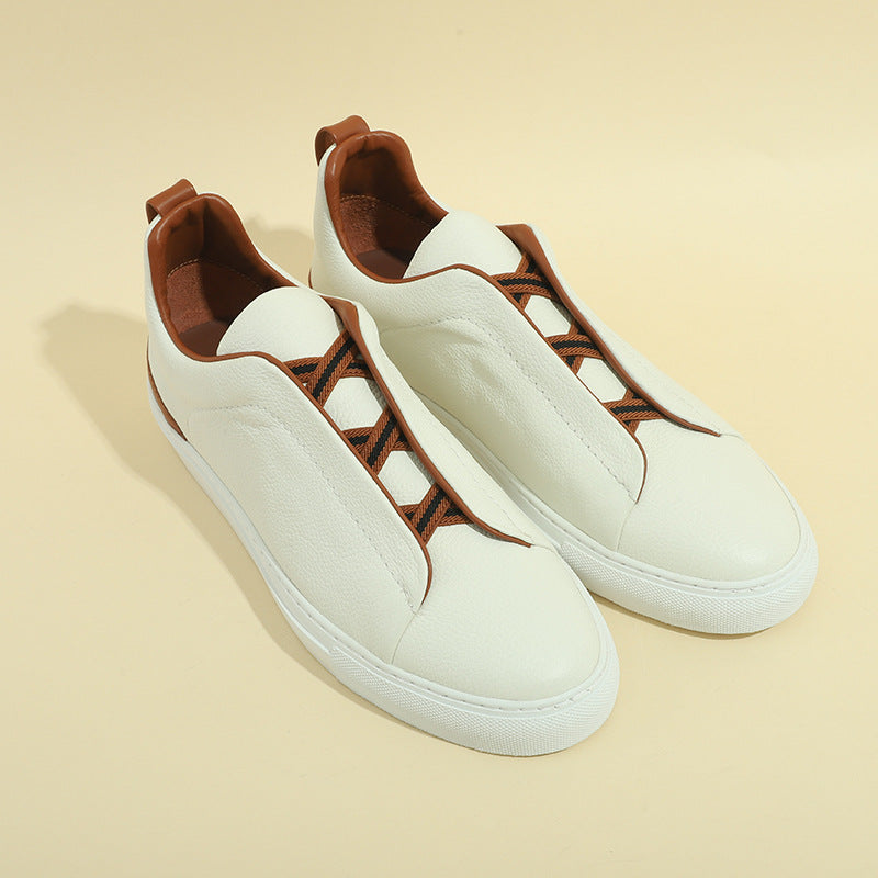 Men's Comfortable Breathable Slip-on White Flat Outdoor Sneakers