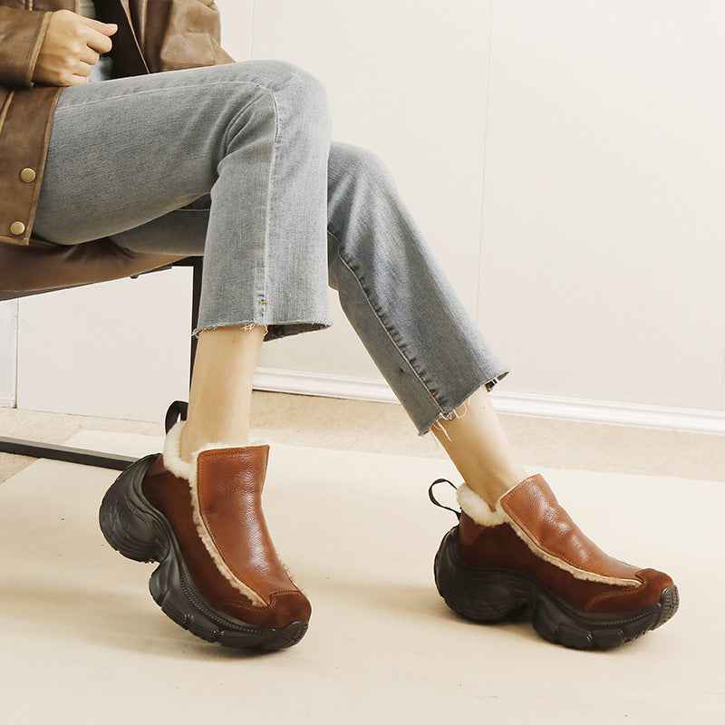 Women's Winter Thick Warm Real Fur Integrated Women's Shoes