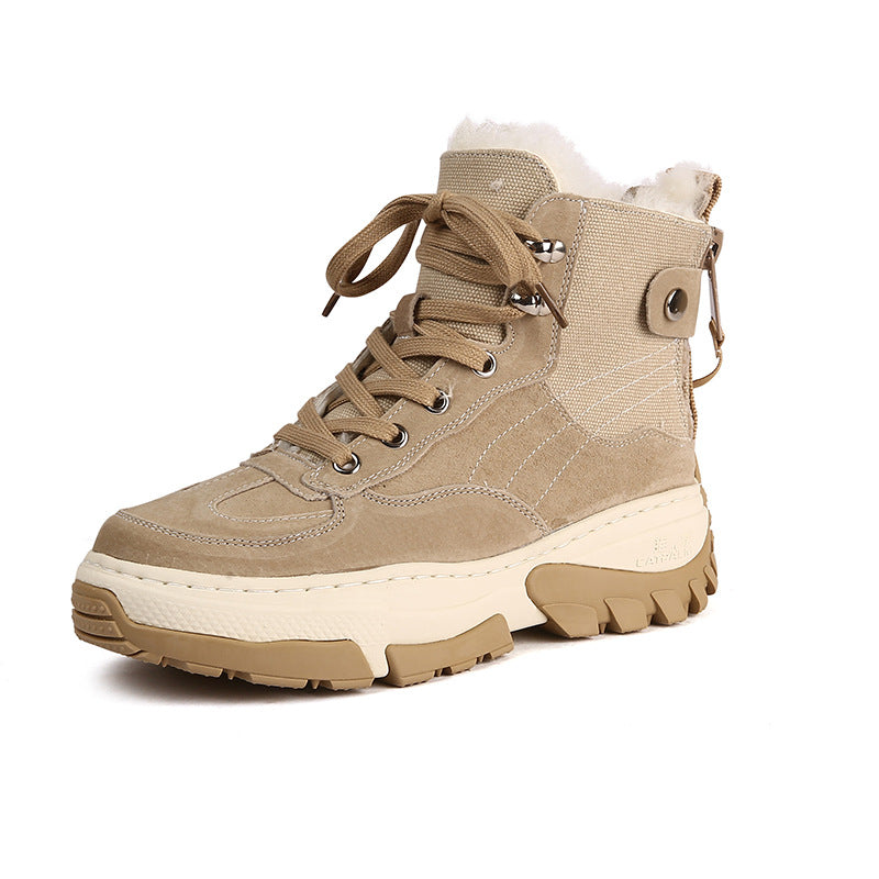 Women's Thickened Fleece-lined Winter Flat Short Big Snow Boots