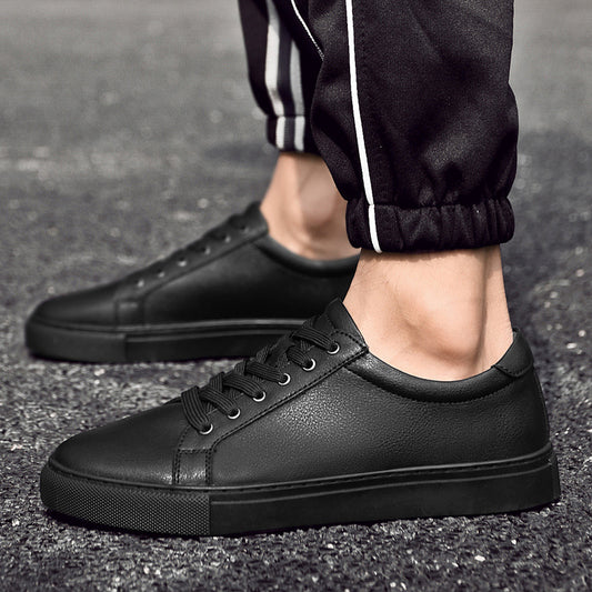 Women's & Men's White Winter Cowhide Surface Flat Hollowed Men's Board Shoes