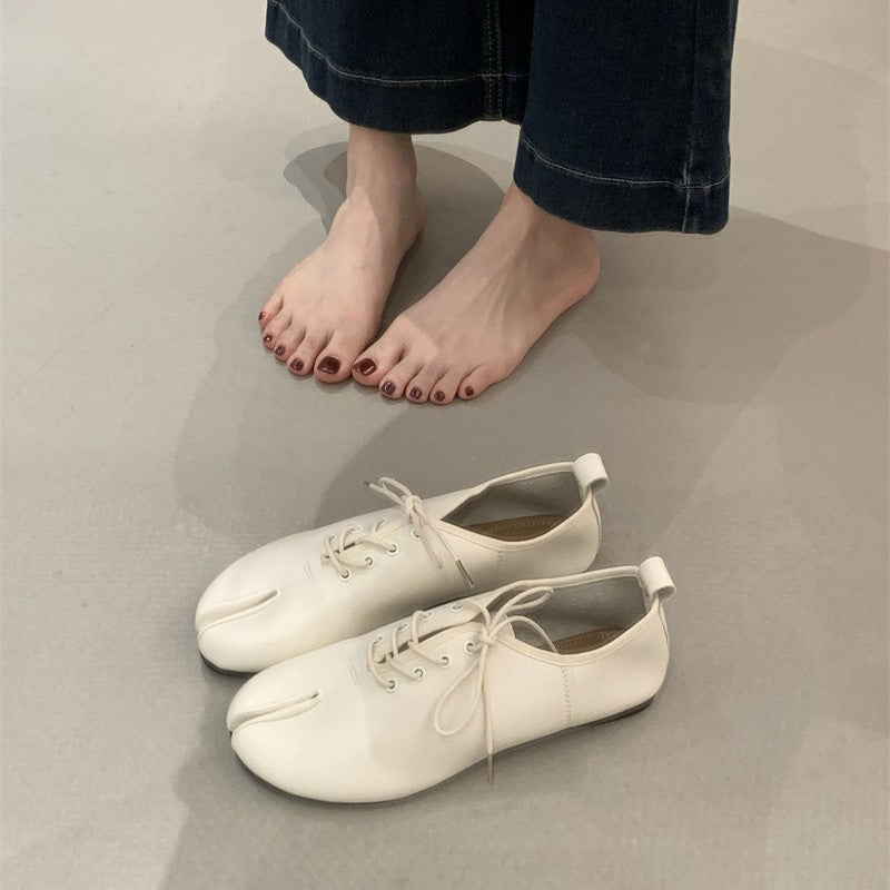 Women's Round Toe Trotter Split Flats Spring Minimalist Women's Fashion Shoes