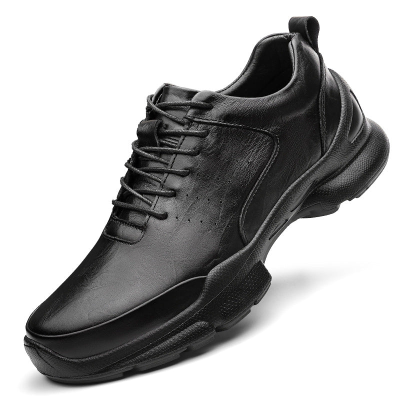 Men's Increasing Sports Summer Hollow Breathable Full Grain Cowhide Men's Shoes