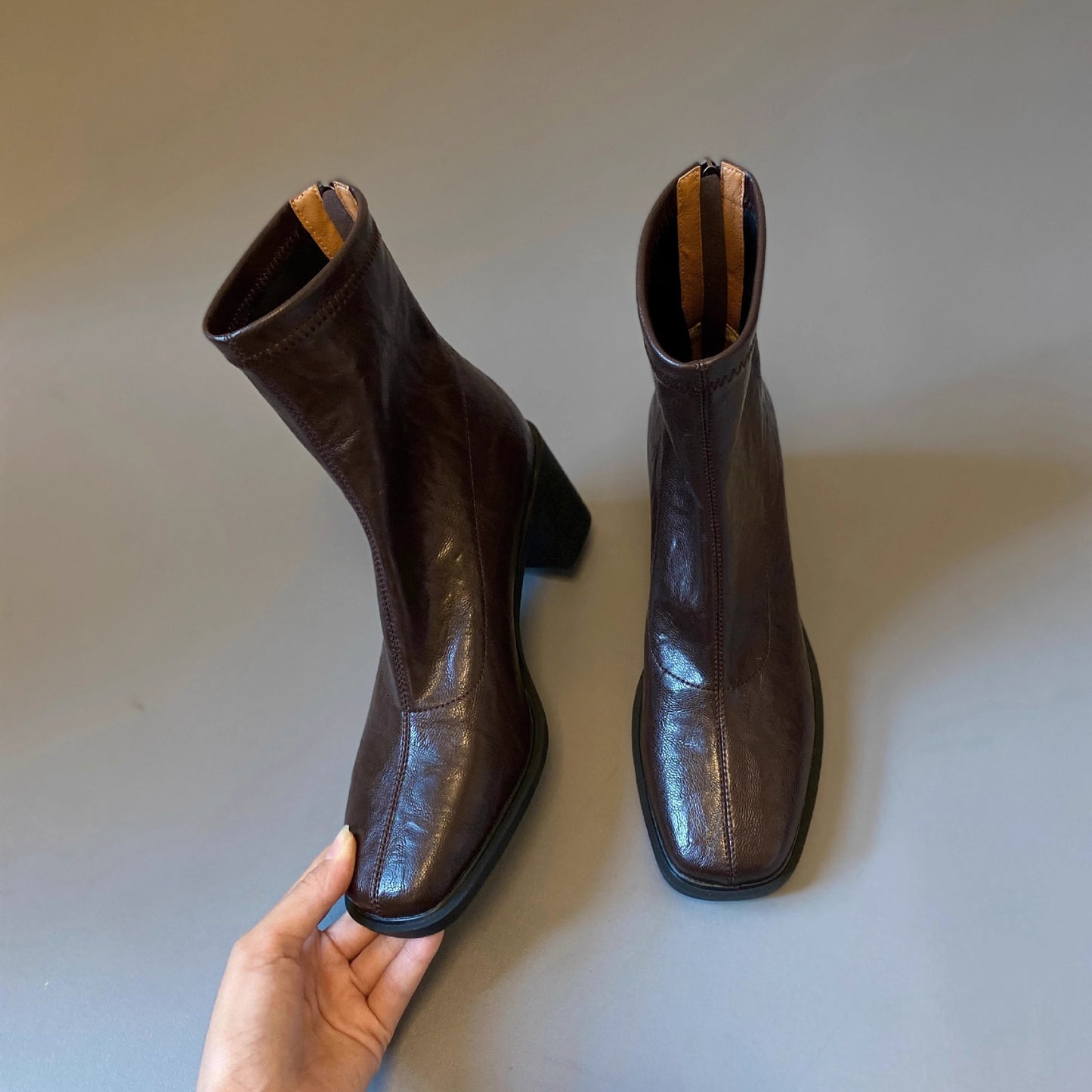 Toe Martin Small French Style Thick Women's Leather Boots