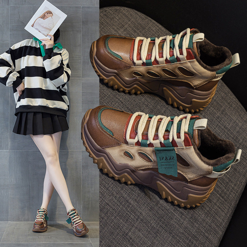 Women's Winter Platform Wedge Sports Dad Fashion Cotton Women's Casual Shoes