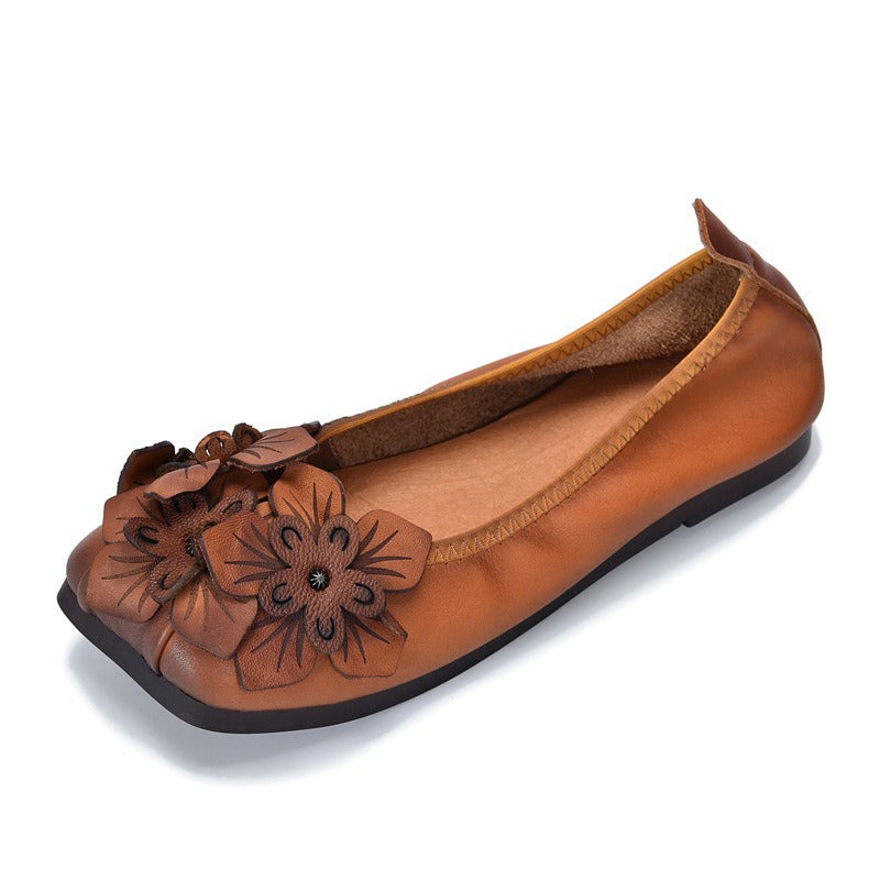Handmade Retro Flat Bottom Comfort Authentic Mom Loafers