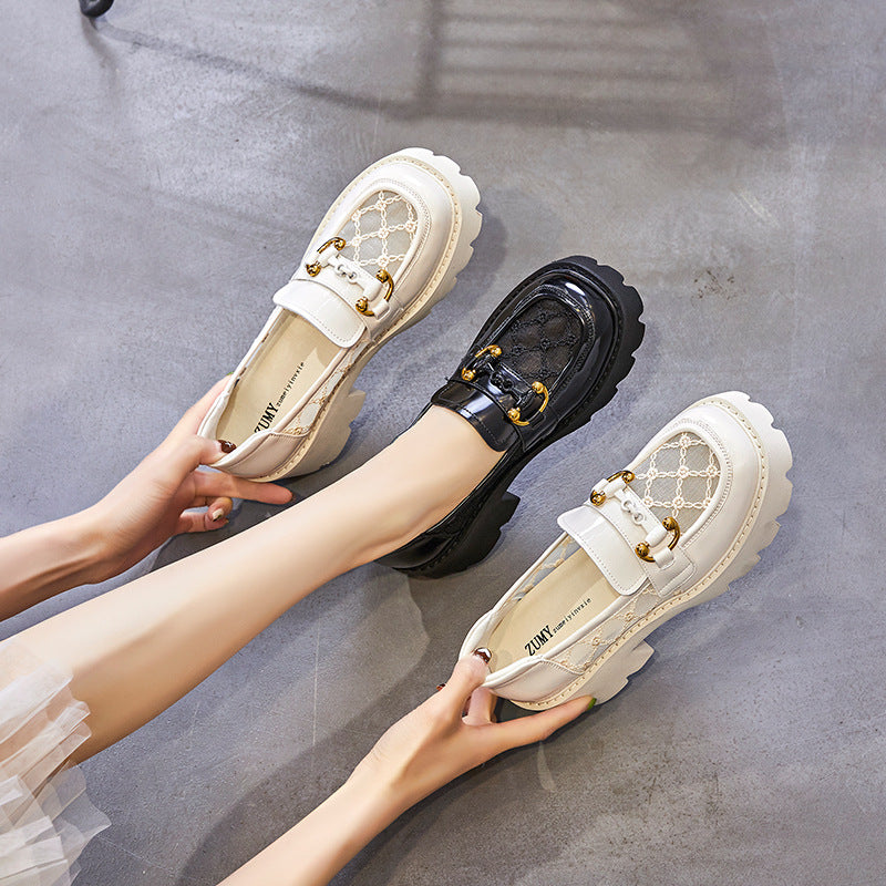 Women's Mesh Hollow British Style Summer Thick Bottom Chunky Women's Fashion Shoes
