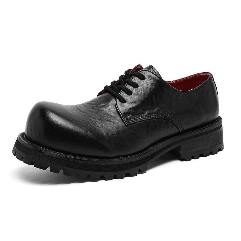 Men's Young High-grade Sense Increased Design Niche British Style Thick Bottom Men's Casual Leather Shoes