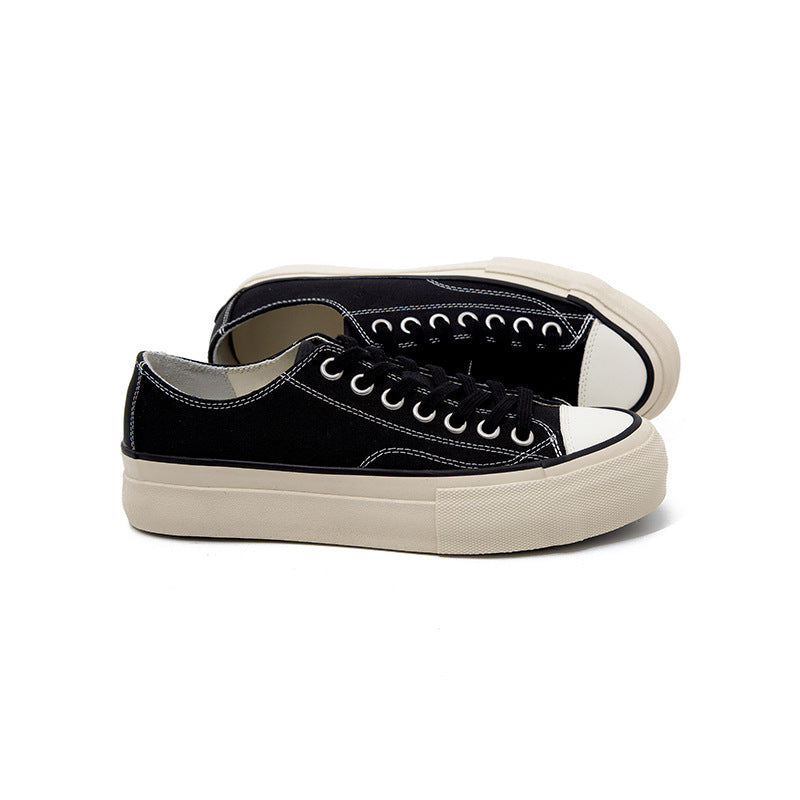 Men's White Thick Bottom Breathable Increased Low Trendy Men's Board Shoes