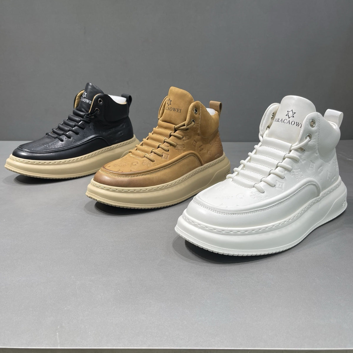 Men's White Affordable Luxury Printed Fashionable Platform Men's Sports Shoes