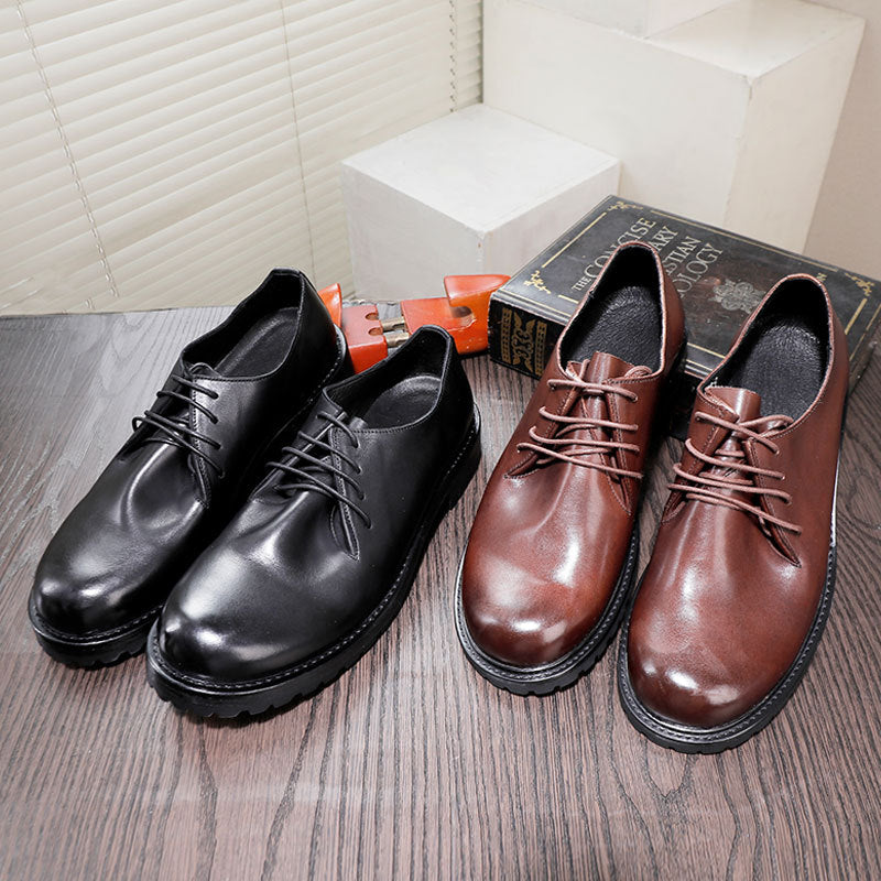 Men's Washed Outsole Derby Fashion Business Big Head Leather Shoes