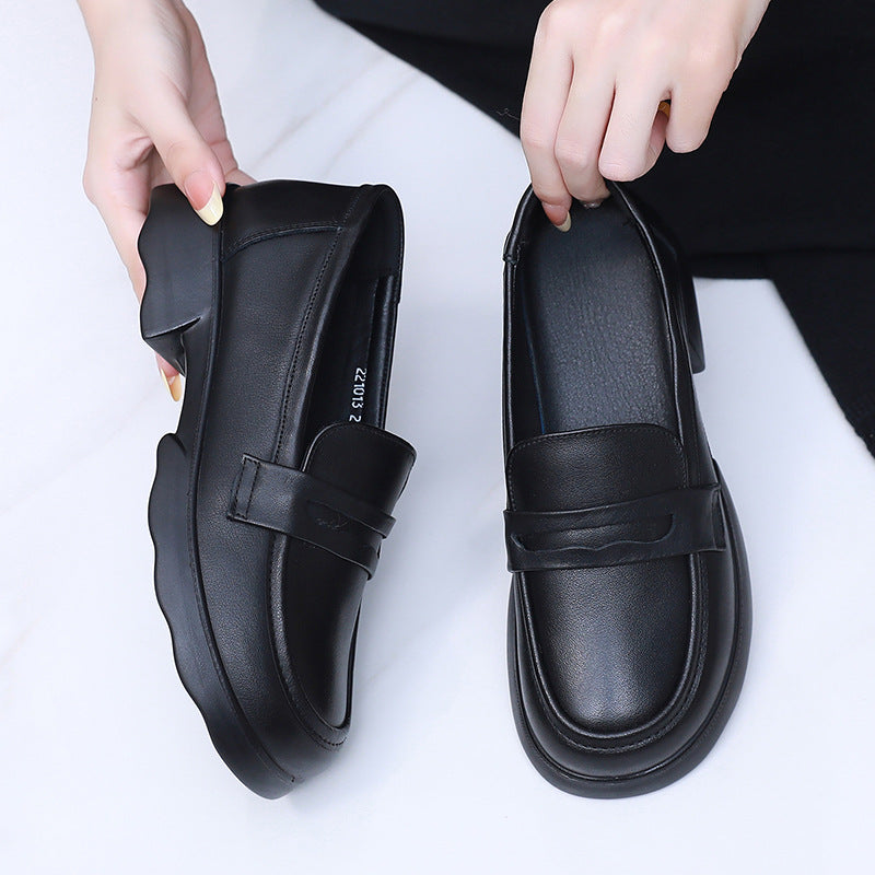 Women's First Layer Cattlehide Fashion Pumps One Pedal Loafers