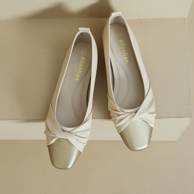 Women's Bow Style Low Low-cut Color Matching Heels