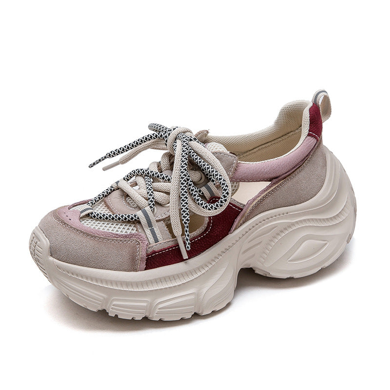 Breathable Mesh Fashion Clunky Small Height Casual Shoes