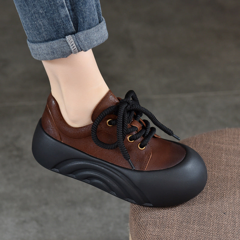 Women's Activity Price Cowhide Vintage Handmade Round Toe Casual Shoes