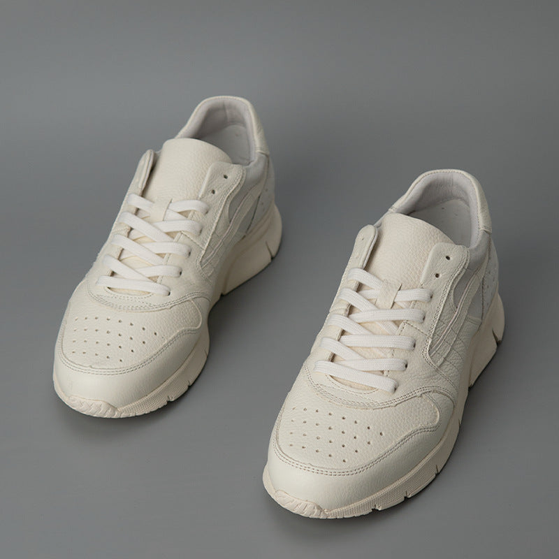 Men's Frost White Top Layer Cowhide Suede Leather Shoes