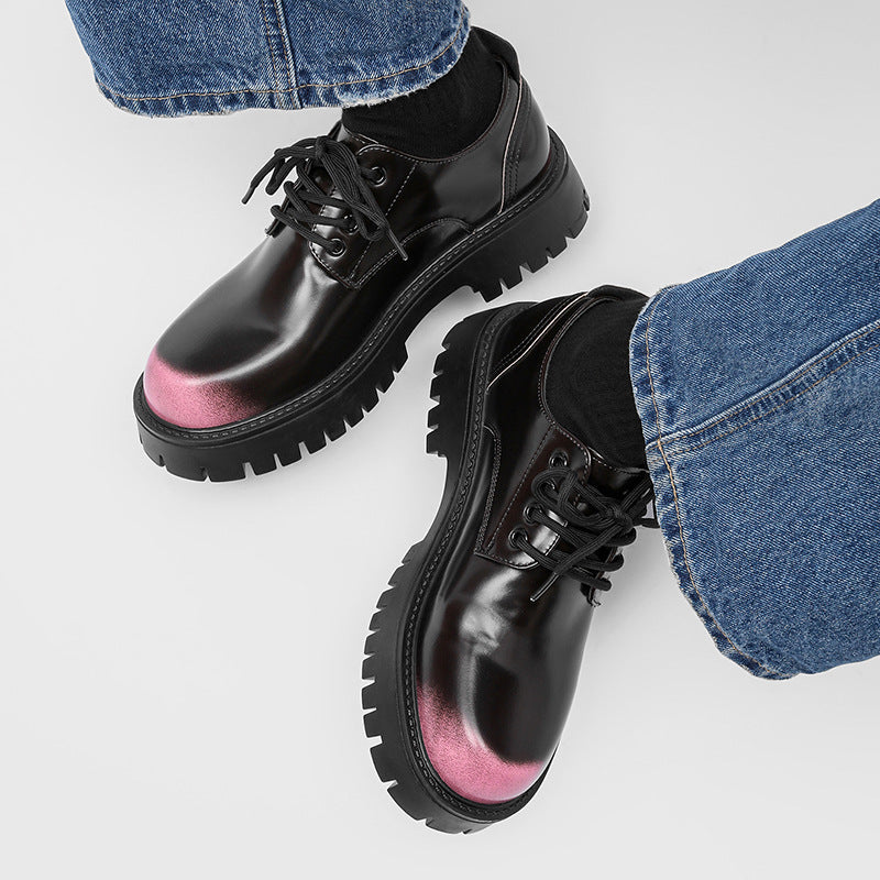 Men's Thick Bottom Increased Business Formal Wear High-grade Big Head Low Men's Casual Leather Shoes