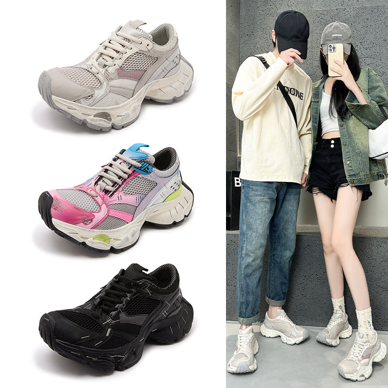 Women's & Men's Stapler Dad Thick Bottom Increased Breathable Mesh Women's Sports Shoes