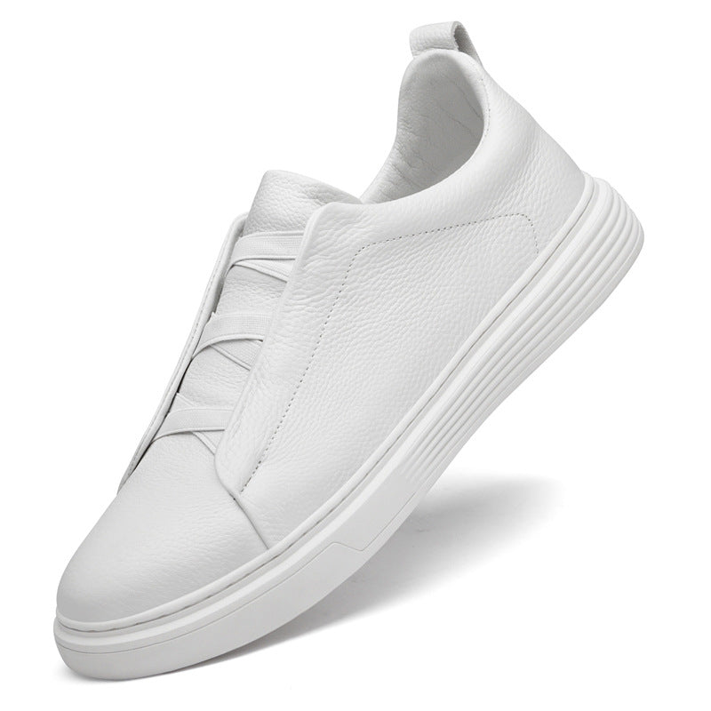 Men's Layer Cowhide Flat Slip-on Plus Size Genuine Platform Men's Board Shoes