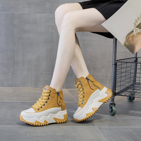 Women's Height Increasing Insole Authentic Clunky Spring Versatile Korean Style Thick Women's Casual Shoes