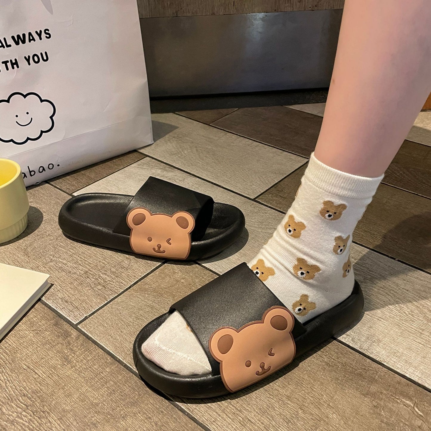 Pretty Indoor Outdoor Platform Thick-soled Cartoon Sandals