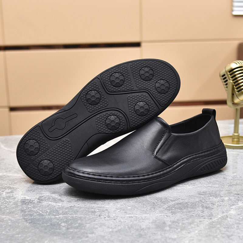 Men's Layer Cowhide Comfortable Soft Bottom Pumps Leather Shoes