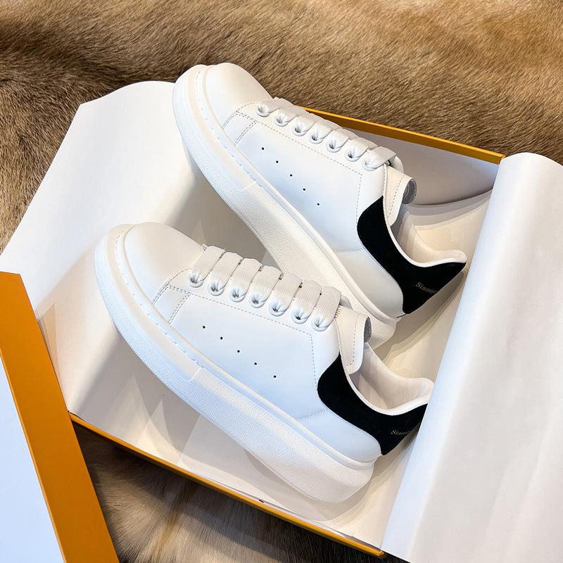 Women's & Men's Cowhide Autumn White Genuine Elevator Platform Women's Casual Shoes