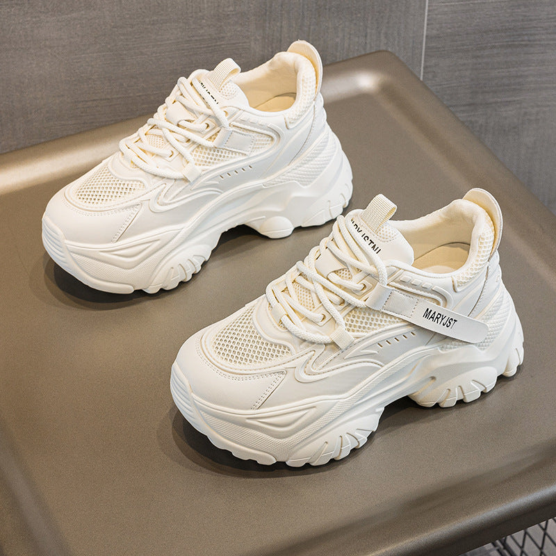 Women's Thick Bottom Sports Breathable Mesh White Women's Casual Shoes