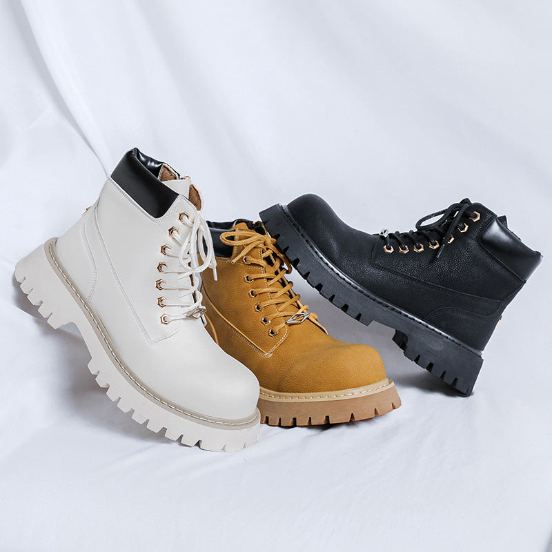 Men's Increased British Style Winter Fleece Biker Boots