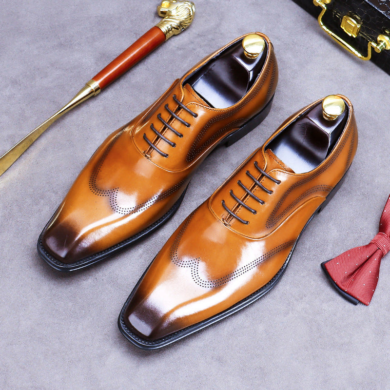 Men's Big Promotion Cowhide Black Dress Business Leather Shoes