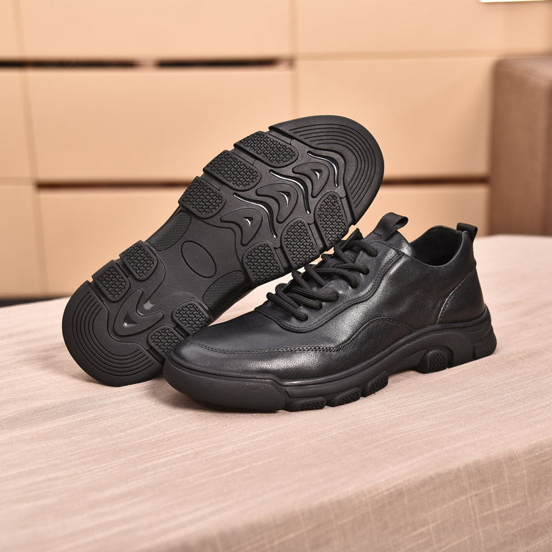 Men's Layer Cowhide Sports Genuine Rubber Soft Sneakers