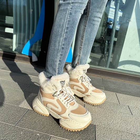 Women's Dad Fleece-lined Thick Winter Cotton Thermal Snow Boots